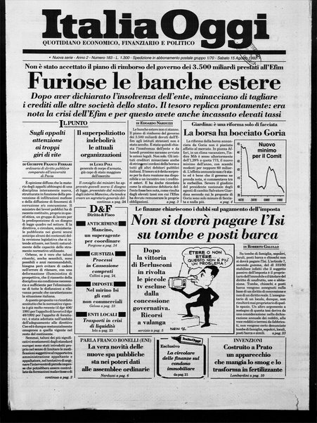 Italia oggi : quotidiano di economia finanza e politica